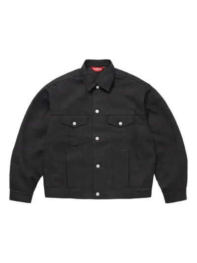 Supreme jacquard logos denim trucker jacket - Black