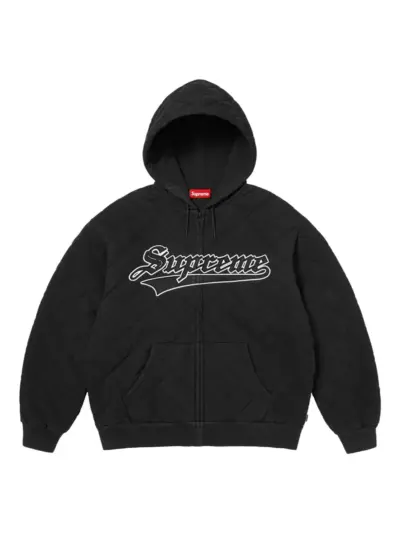 Supreme quilted zip hooded sweater - Black