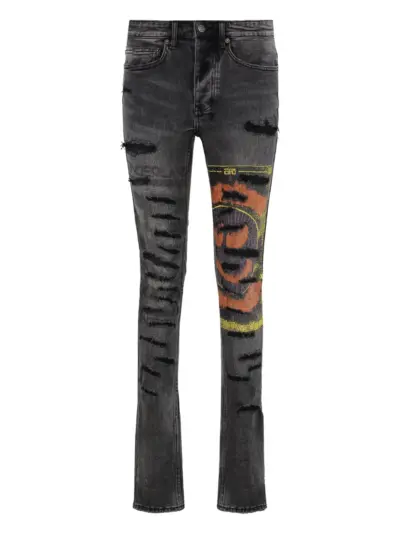 Ksubi ripped graphic-print jeans - Grey