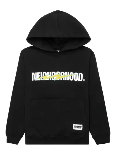 Neighborhood logo-print hoodie - Black
