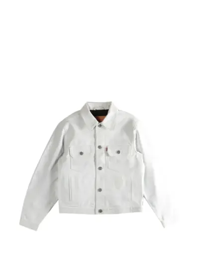 Stüssy Levi's buttoned flap-pocket leather jacket - White