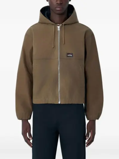 Stüssy logo-appliqué hooded jacket - Brown